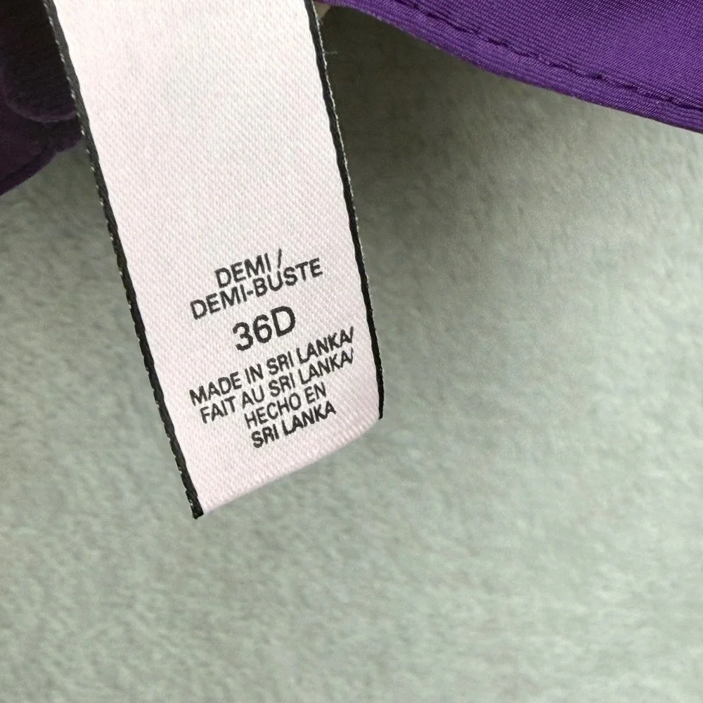 Victoria's Secret‎ Purple Demi Bra 36D Underwire Adjustable Straps 301407-E91